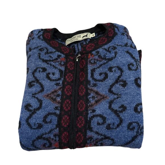 Peruvian Link Alpaca Zip Front Nordic Design Cardigan Sweater Size Medium - Picture 1 of 5